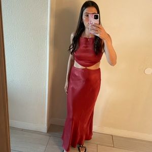 Red summer dress with cut outs